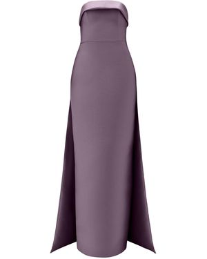 Amsale Strapless Column Gown With Overskirt - Purple