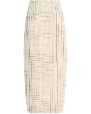 Rosie Assoulin Exclusive Space-Dyed Checked Silk Midi Column Skirt - Natural