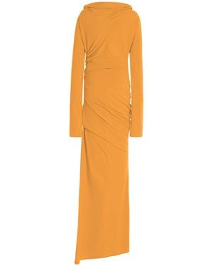 Colleen Allen Ruched Waist Cotton-Blend Maxi Dress - Orange