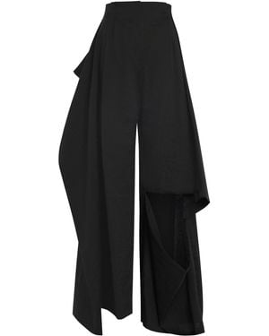 A.W.A.K.E. MODE Asymmetric Flax-Blend Pants - Blue