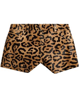 ZUT Ellis Leopard-Print Haircalf Leather Shorts - Multicolour