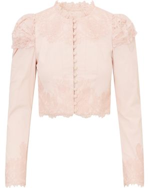 LoveShackFancy Zephira Lace-Embellished Jacket - Pink