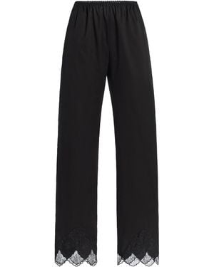 Brandon Maxwell Wilder Lace-Detail Cotton Cropped Trousers - Black