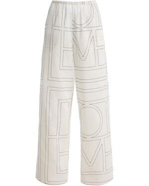 TOTEME Monogram Cotton-Blend Pj Bottoms - White