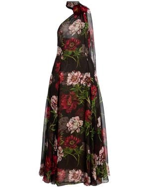 Oscar de la Renta Printed Silk Chiffon Halter Gown - Multicolour
