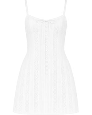 LoveShackFancy Aster Lace-Detailed Mini Dress - White
