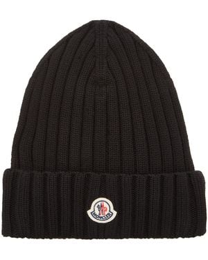 Moncler Ribbed-knit Wool Beanie - Black