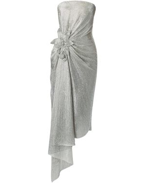 Monse Metallic Draped Midi Dress - Grey