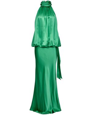 Francesca Miranda Neroli Halter Top Silk Maxi Dress - Green