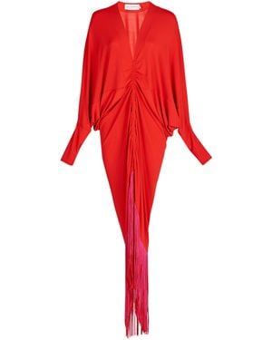 Silvia Tcherassi Rosalyn Fringe-detailed Draped Maxi Dress - Red