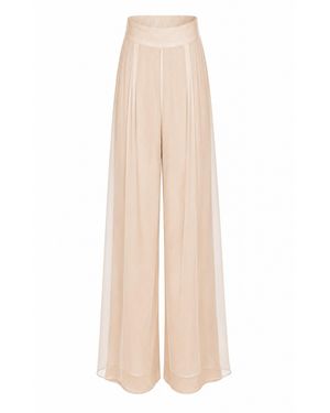 Sleeping with Jacques Elvira Silk Satin Trousers - Natural