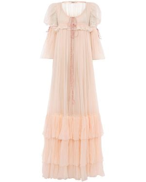 Chloé Ruffled Organic Silk Mousseline Gown - Pink