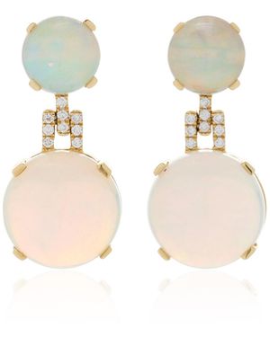 Goshwara 18k Yellow Gold Opal And Diamond Earrings - White