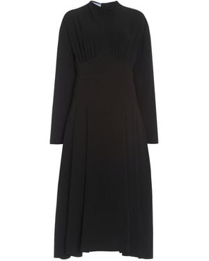 Prada Satin Sable Midi Dress - Black