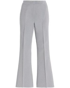 High Sport Exclusive Kick Metallic Cotton Knit Cropped Flared Pants - Gray