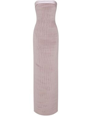 Marmar Halim Ruched Duchess Satin Column Gown - Pink