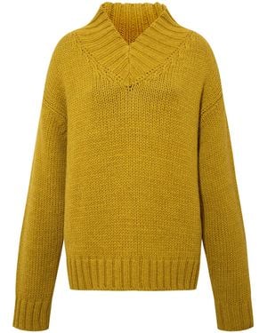 SIEDRÃS Lunia Knit Merino Wool-Blend Jumper - Yellow