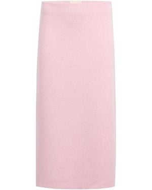 KHAITE Patri Merino Wool Midi Skirt - Pink