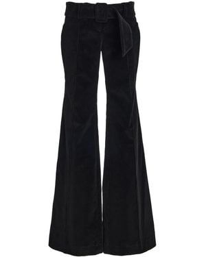 Franchise Clover Flared Cotton Trousers - Black