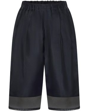 OSSOU Rumi Layered Silk-Cotton Shorts - Blue