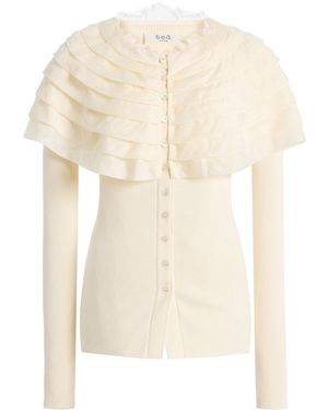 Sea Wanda Ruffled Wool Cardigan - Natural