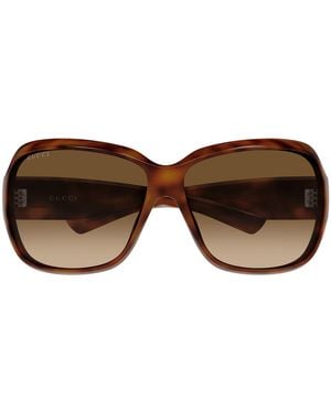 Gucci Mask-Frame Acetate Sunglasses - Brown