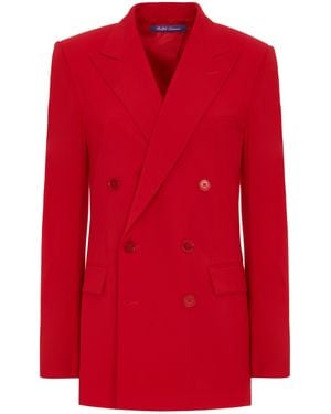 Ralph Lauren Ramona Stretch Wool-Blend Double-Breasted Blazer - Red