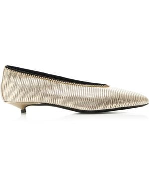 LUCASHEVA Alisa Crystal Leather Court Shoes - Metallic