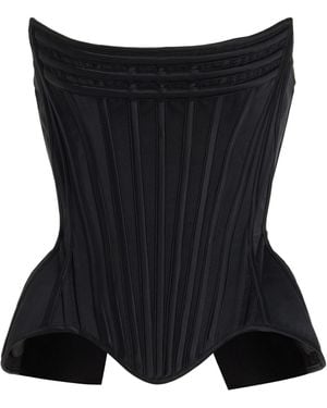 Wiederhoeft Wasp Satin Corset Top - Black