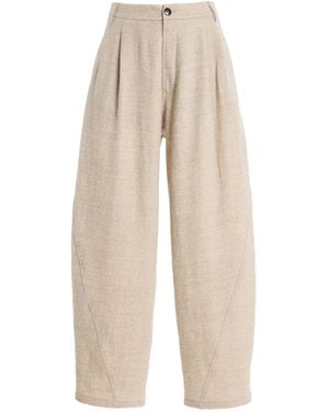 DARKPARK Phebe Pleated Wool Wide-leg Pants - Natural