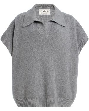 Twp Supersized Cashmere Polo Top - Grey