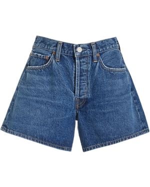 Agolde Parker Long Denim Shorts - Blue