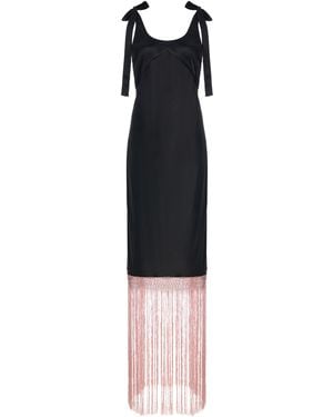 Alejandra Alonso Rojas Virginia Fringed Crepe Midi Dress - Black
