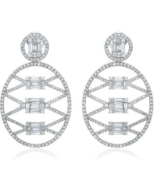 Mindi Mond New York Clarity 18K Lattice Diamond Medallion Earrings - White