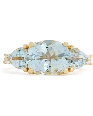 Jamie Wolf Oval 18K Aquamarine And Diamond Ring - Blue