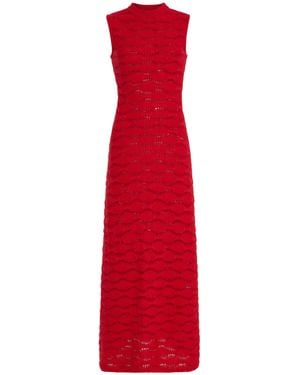 Escvdo Cona Alpaca-Cotton Maxi Dress - Red