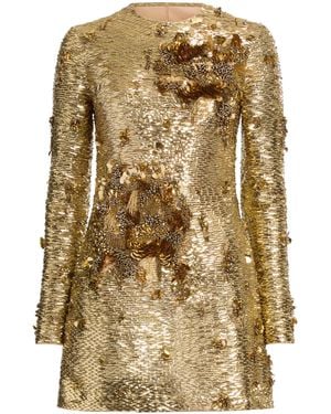 Elie Saab Bead Embroidered Short Dress - Metallic