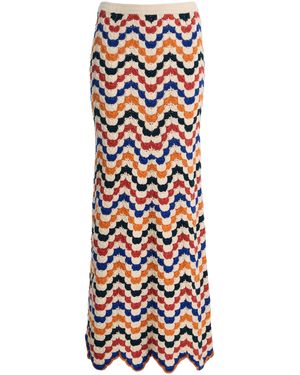 Escvdo Ursula Crocheted Cotton Midi Skirt - White
