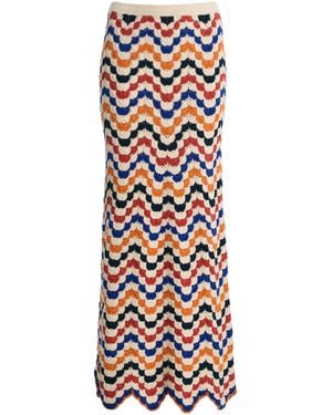 Escvdo Ursula Crocheted Cotton Midi Skirt - White