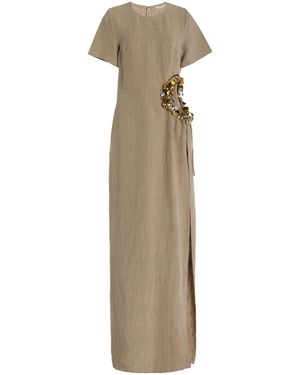 DIOTIMA Seaford Embellished Linen Maxi Dress - Natural
