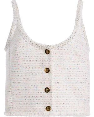 Giambattista Valli Tweed Sorbet Cropped Top - White