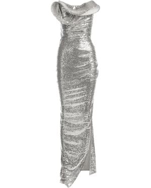 Maticevski Exhilarate Draped Sequined Mesh Gown - Grey