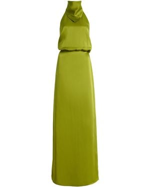 Bevza Exclusive Hustka Satin Maxi Dress - Green