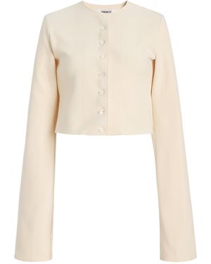 Birrot Exclusive Lay2 Cropped Crepe Top - Natural