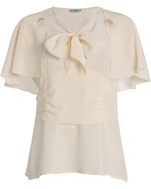 Prada Marocain Silk Top - Natural