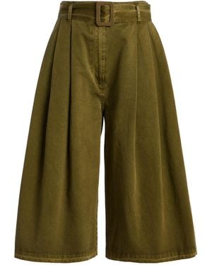 Co. Garment-Dyed Tton Pleated Culottes - Green