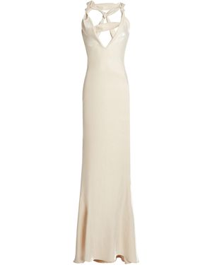 Ludovic de Saint Sernin Carrie Knotted Crepe Satin Maxi Dress - White