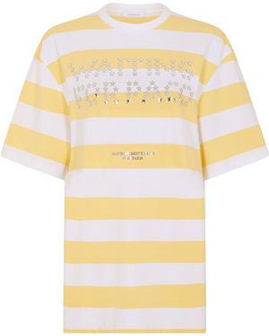 Rabanne Striped Cotton T-Shirt - Yellow