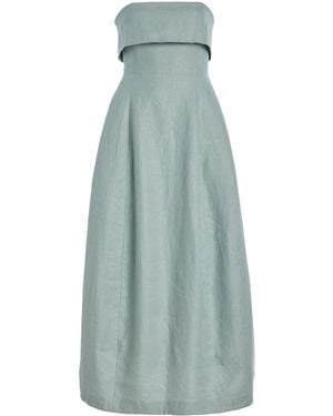 Bondi Born Atami Strapless Linen-Twill Maxi Dress - Blue