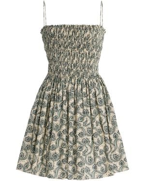 Matteau Shirred-Bodice Cotton Mini Dress - Multicolor